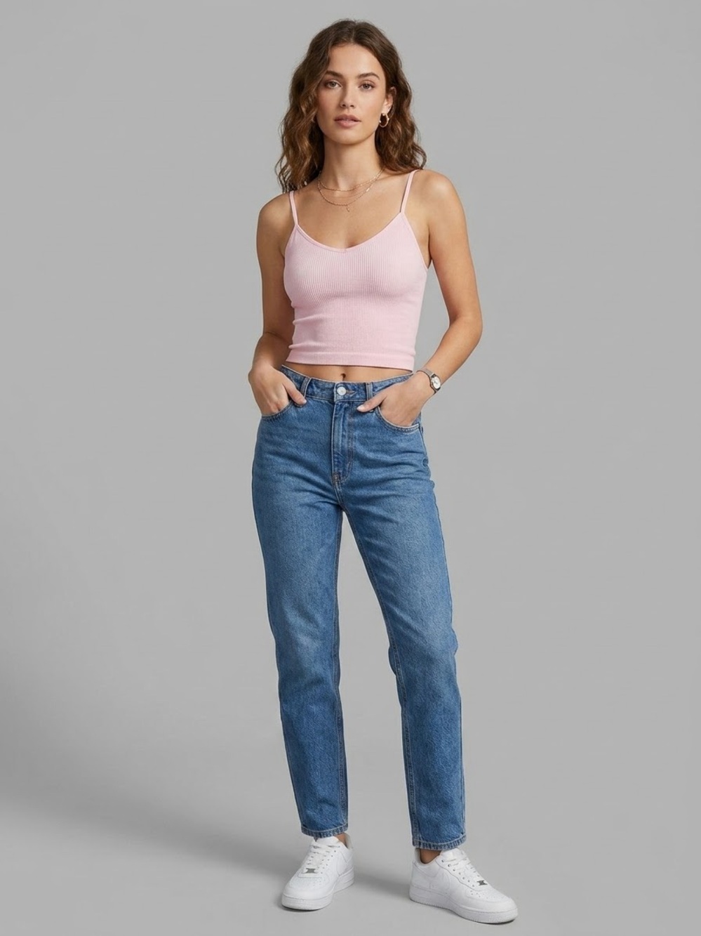 Streetwear Society Pink Ribbed Cropped Tank Top